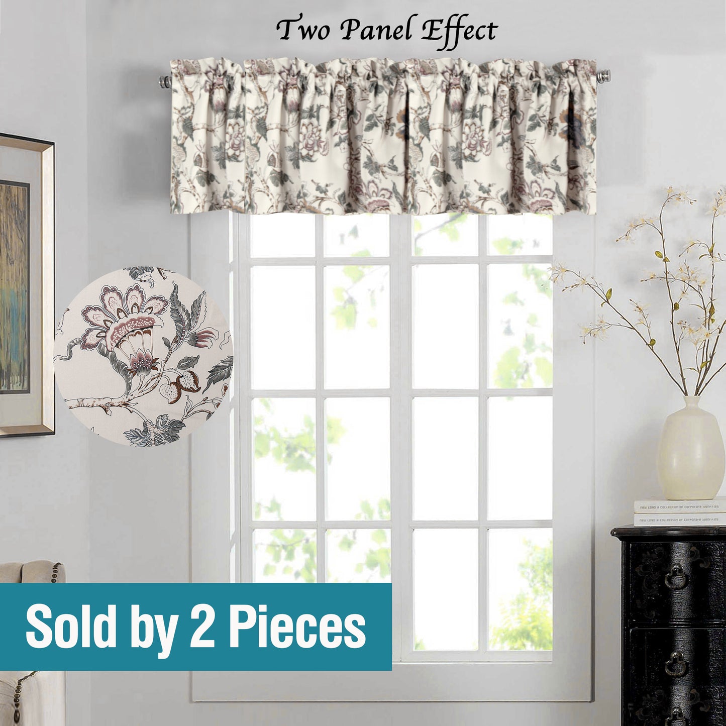 Blockout Curtains Pair Bedroom Living Room Vintage Floral Eyelet Curtains