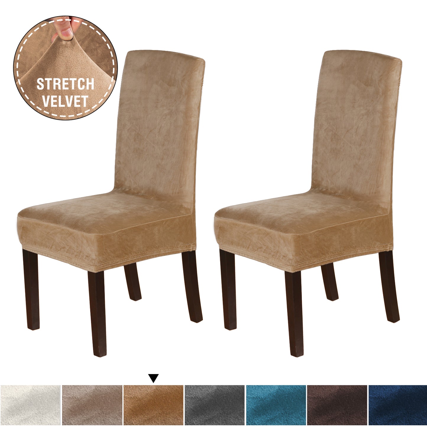 2x Velvet Dining Chair Cover Stretch Chair Covers for Dining Room Chair Slipcovers Chair Protectors Covers