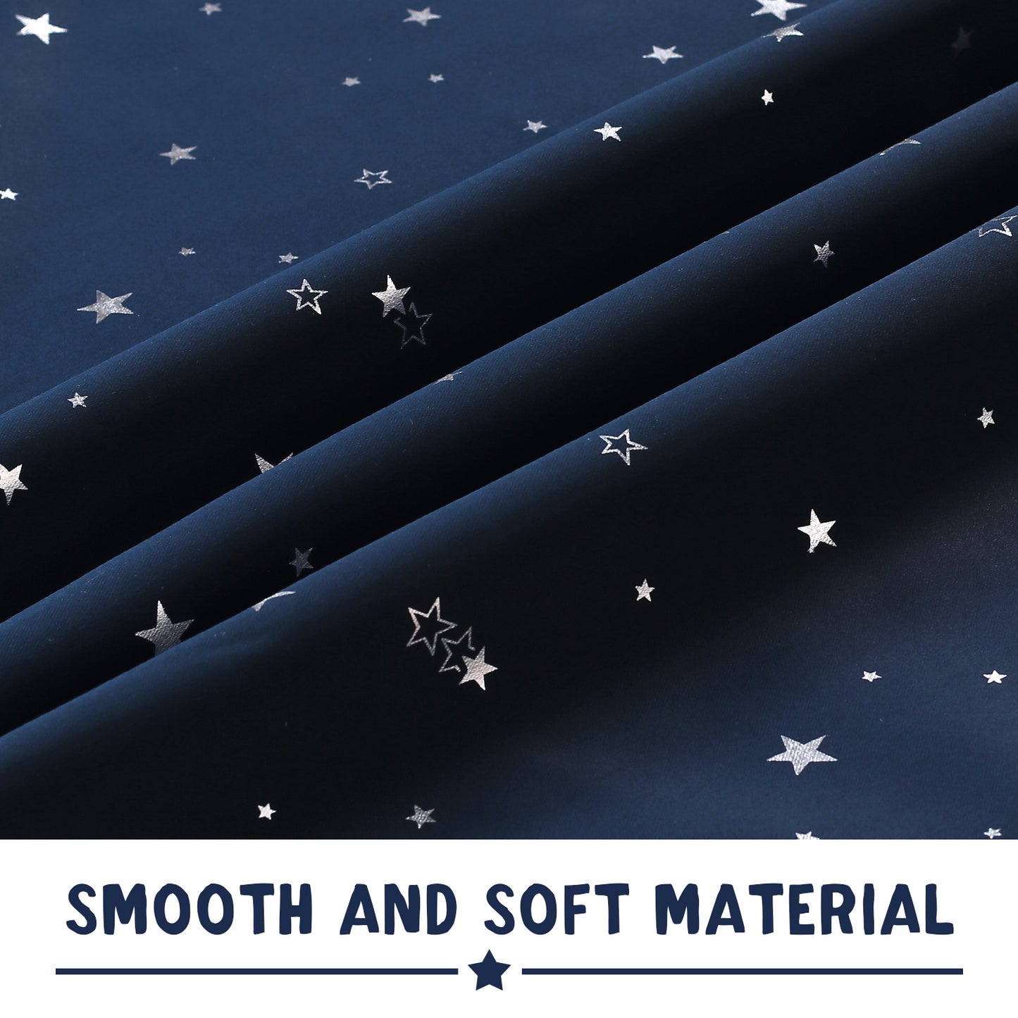 1 Pair Kids Curtains Blockout Eyelet Blackout Kids Bedroom Curtains Star Pattern