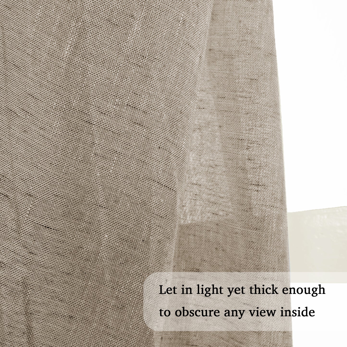 2x Linen Sheer Curtains Living Room Curtains Pair Eyelet Privacy Linen Draperies