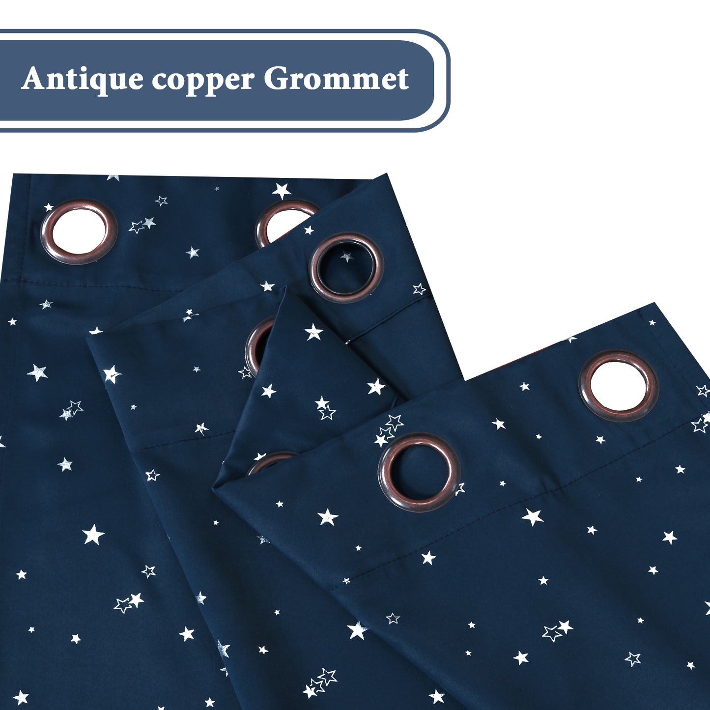 1 Pair Kids Curtains Blockout Eyelet Blackout Kids Bedroom Curtains Star Pattern