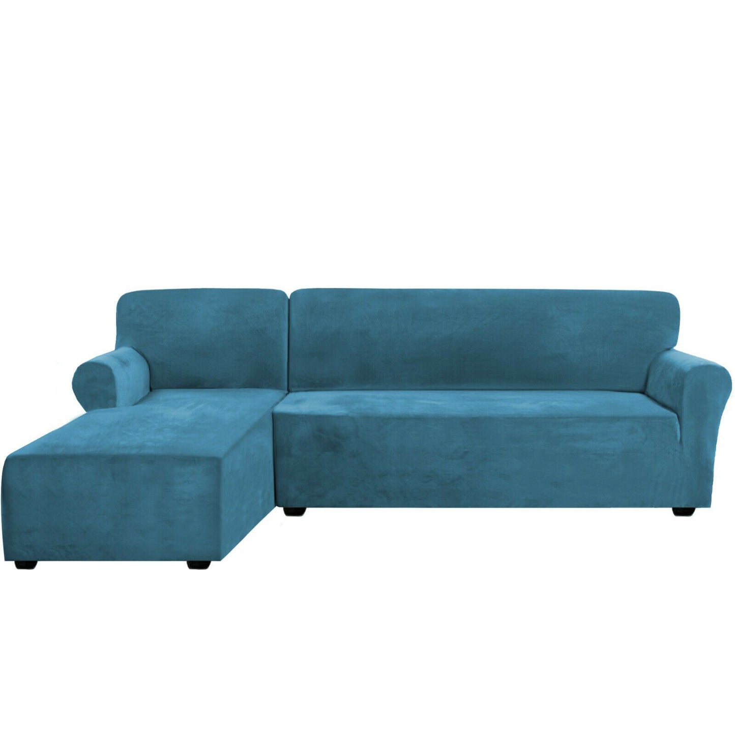 Rich Velvet Stretch L-Shaped Sofa Slipover Thick Left Chaise Lounge Slip Cover
