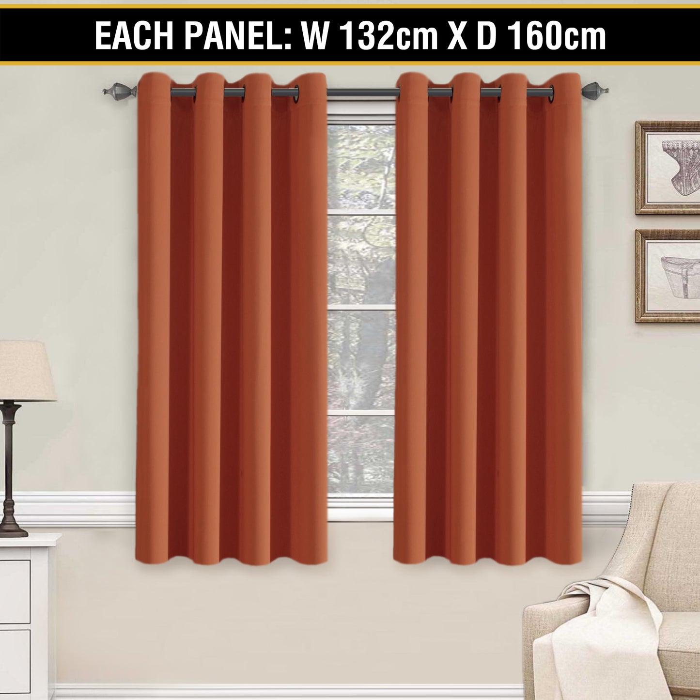 2X Blockout Curtains Blackout Window Curtain Draperies Pair Eyelet for Bedroom