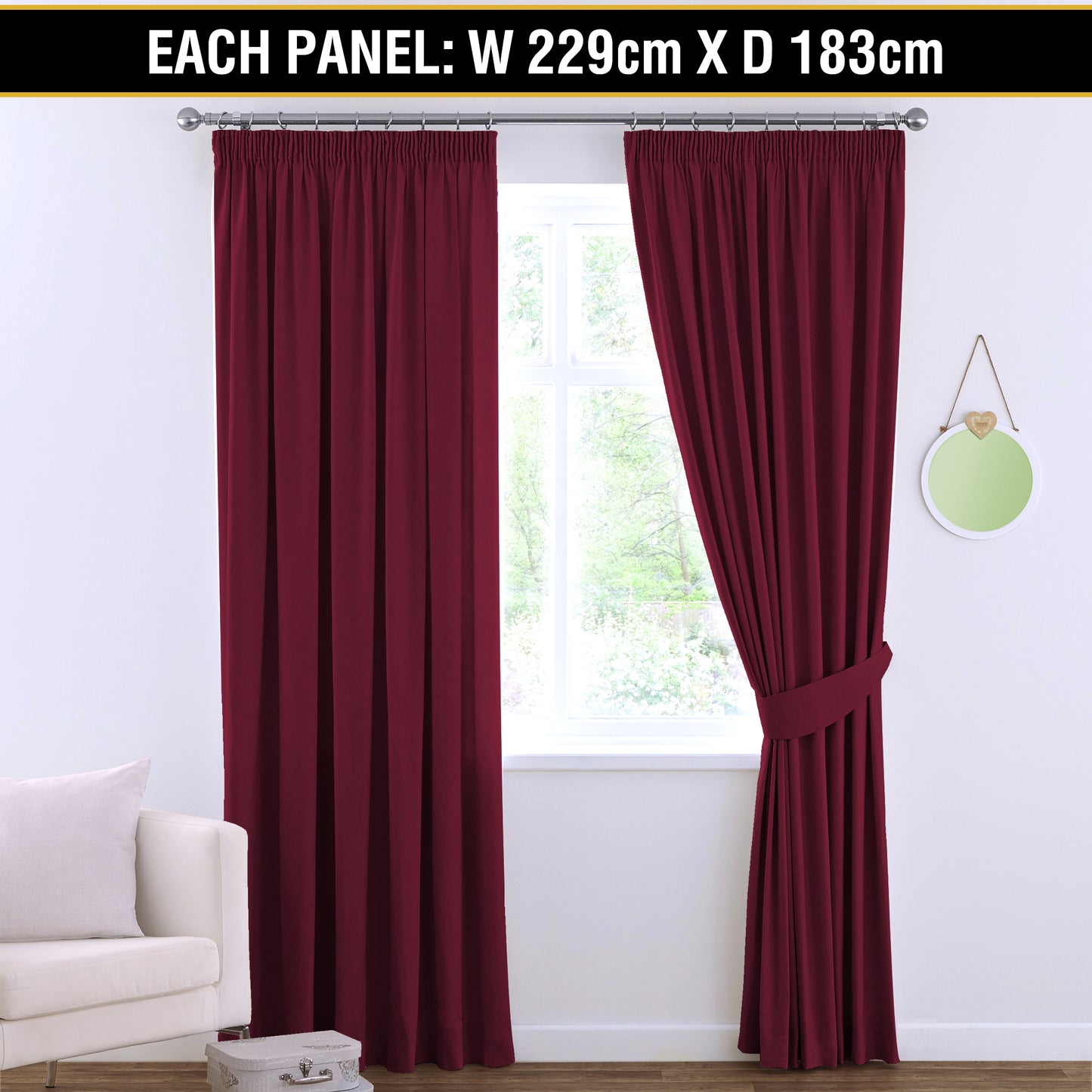 2x Blockout Curtains Blackout Curtain Pair Pencil Pleat Draperies with Tie Backs
