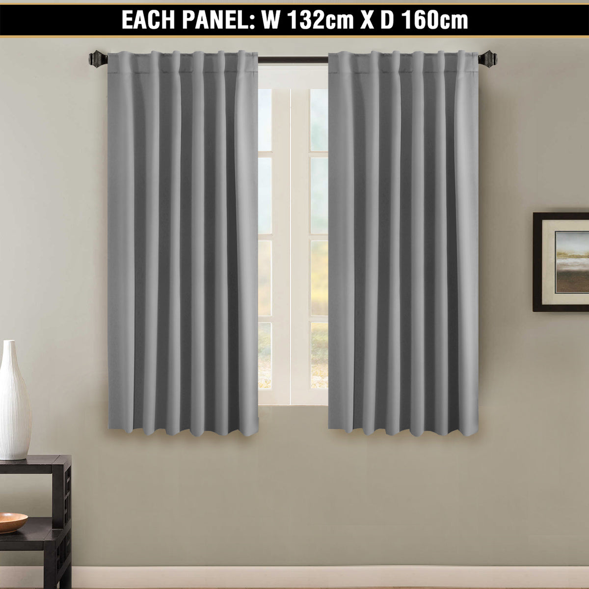 Blockout Rod Pocket Curtains Pair Blackout Thick Curtains for Bedroom Livingroom