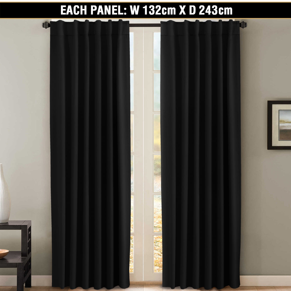 Blockout Rod Pocket Curtains Pair Blackout Thick Curtains for Bedroom Livingroom