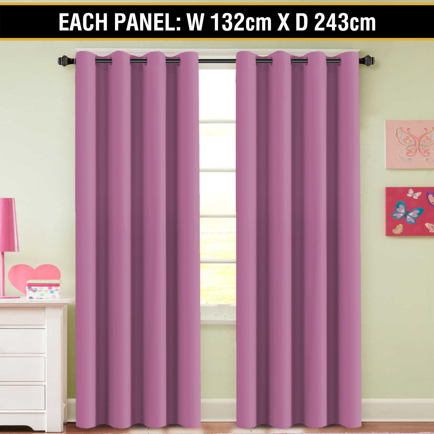 2X Blockout Curtains Blackout Window Curtain Draperies Pair Eyelet for Bedroom
