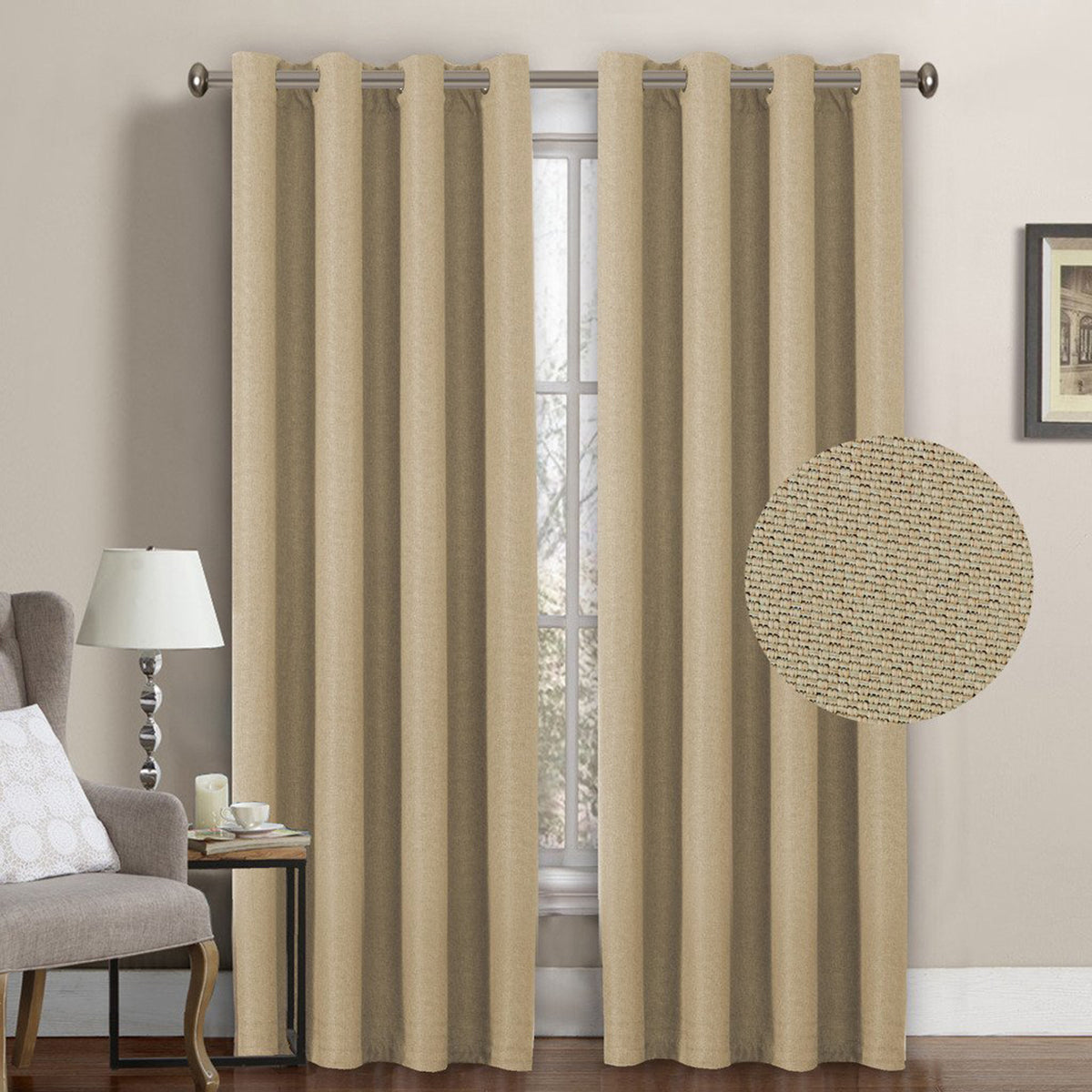 Home Decor Thermal Insulated Solid Linen Curtain Panel, set of 1 panel