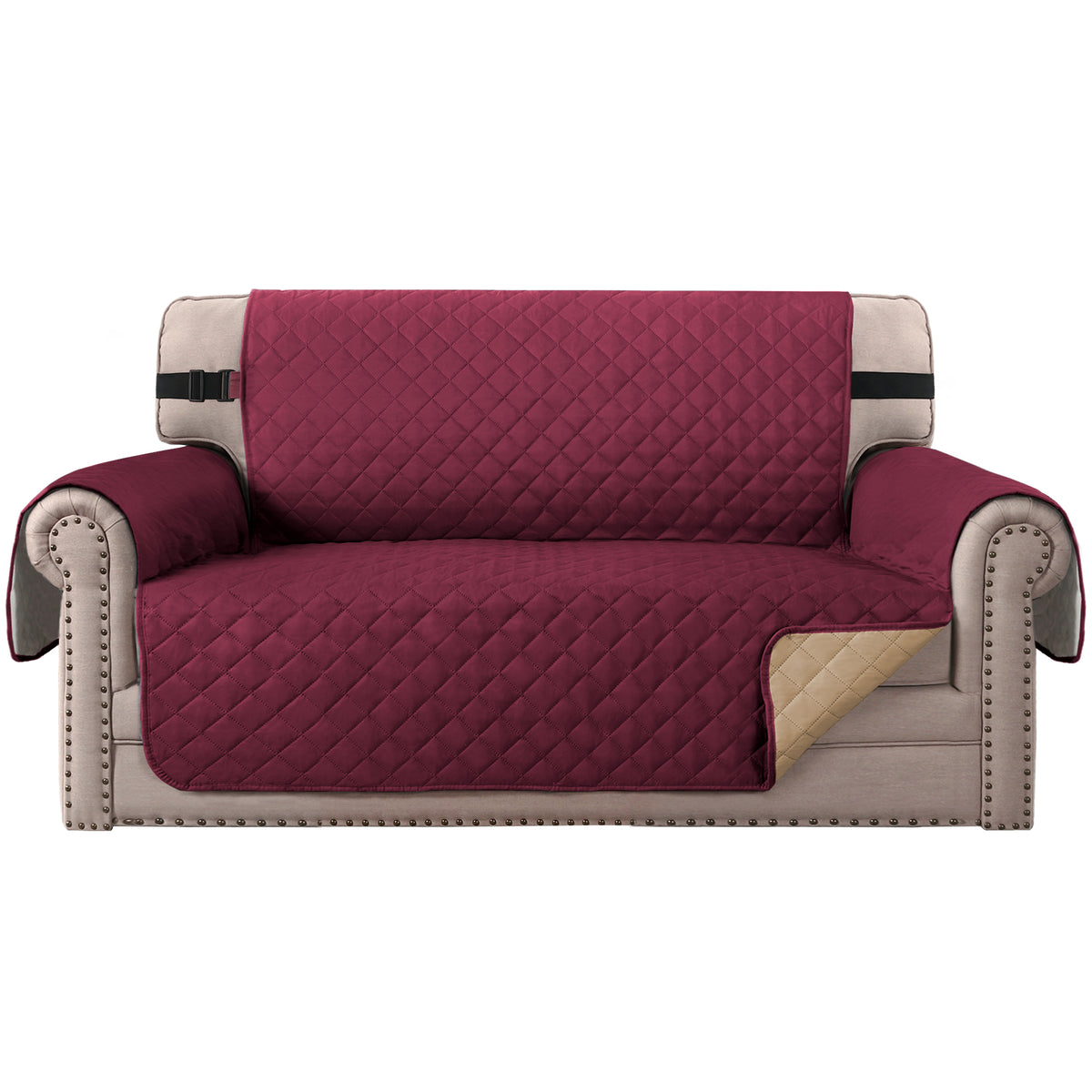 Smarcute 2 Seater Quilted Reversible Sofa Cushion with Straps