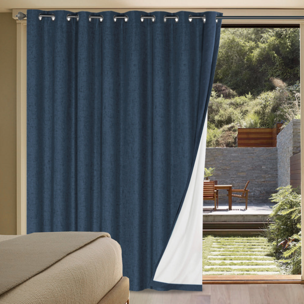 Smarcute Wide Blockout Faux Linen Grommet Curtain - 254x243cm