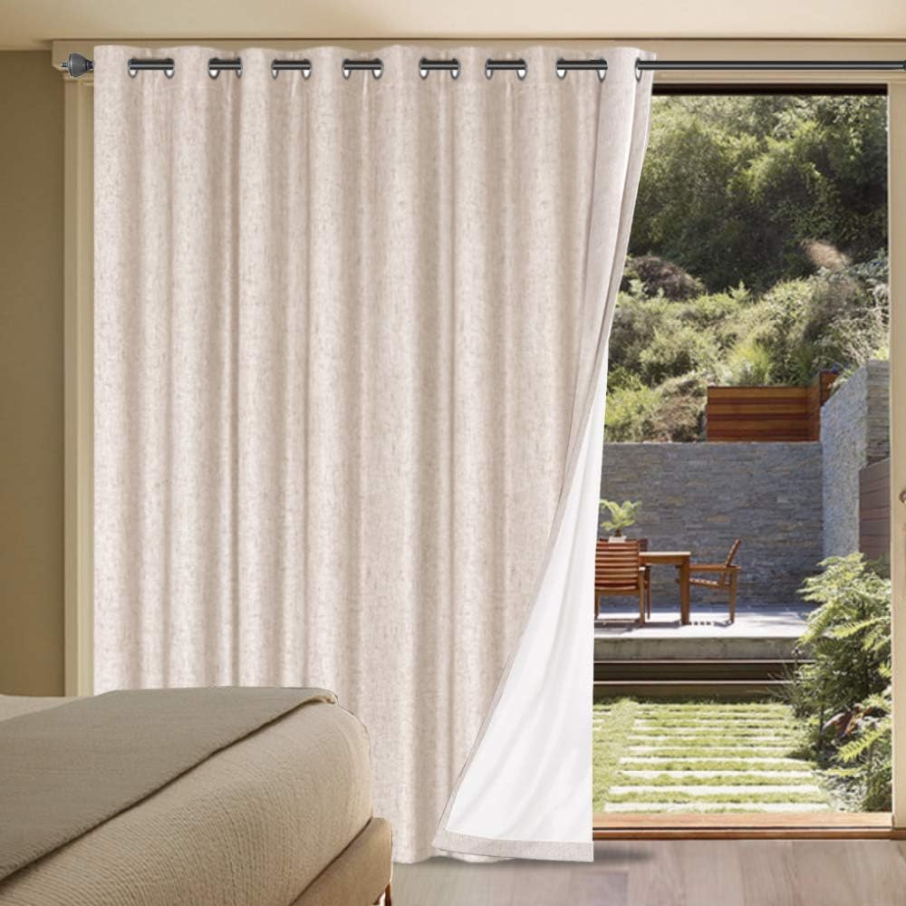 Smarcute Wide Blockout Faux Linen Grommet Curtain - 254x243cm