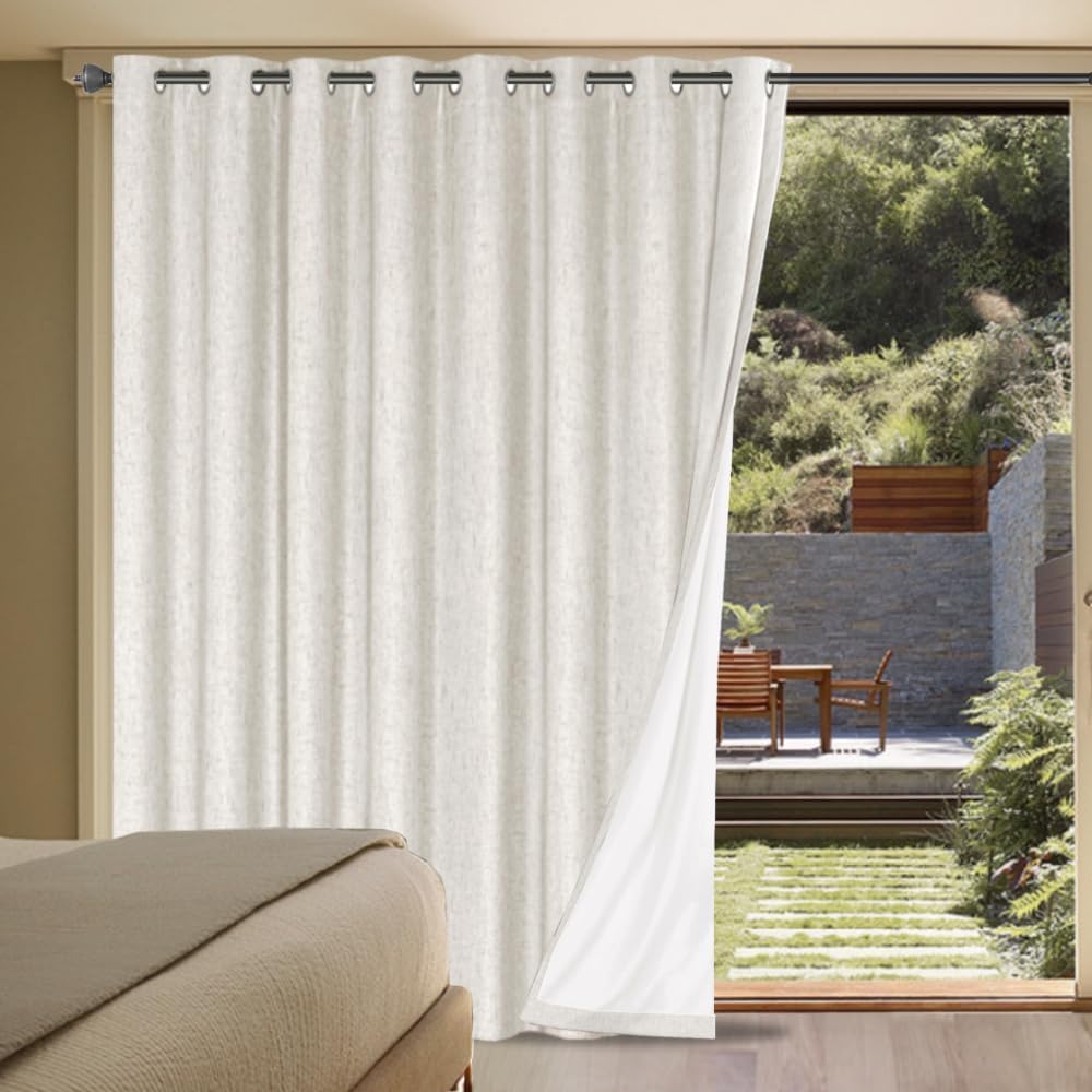 Smarcute Wide Blockout Faux Linen Grommet Curtain - 254x243cm