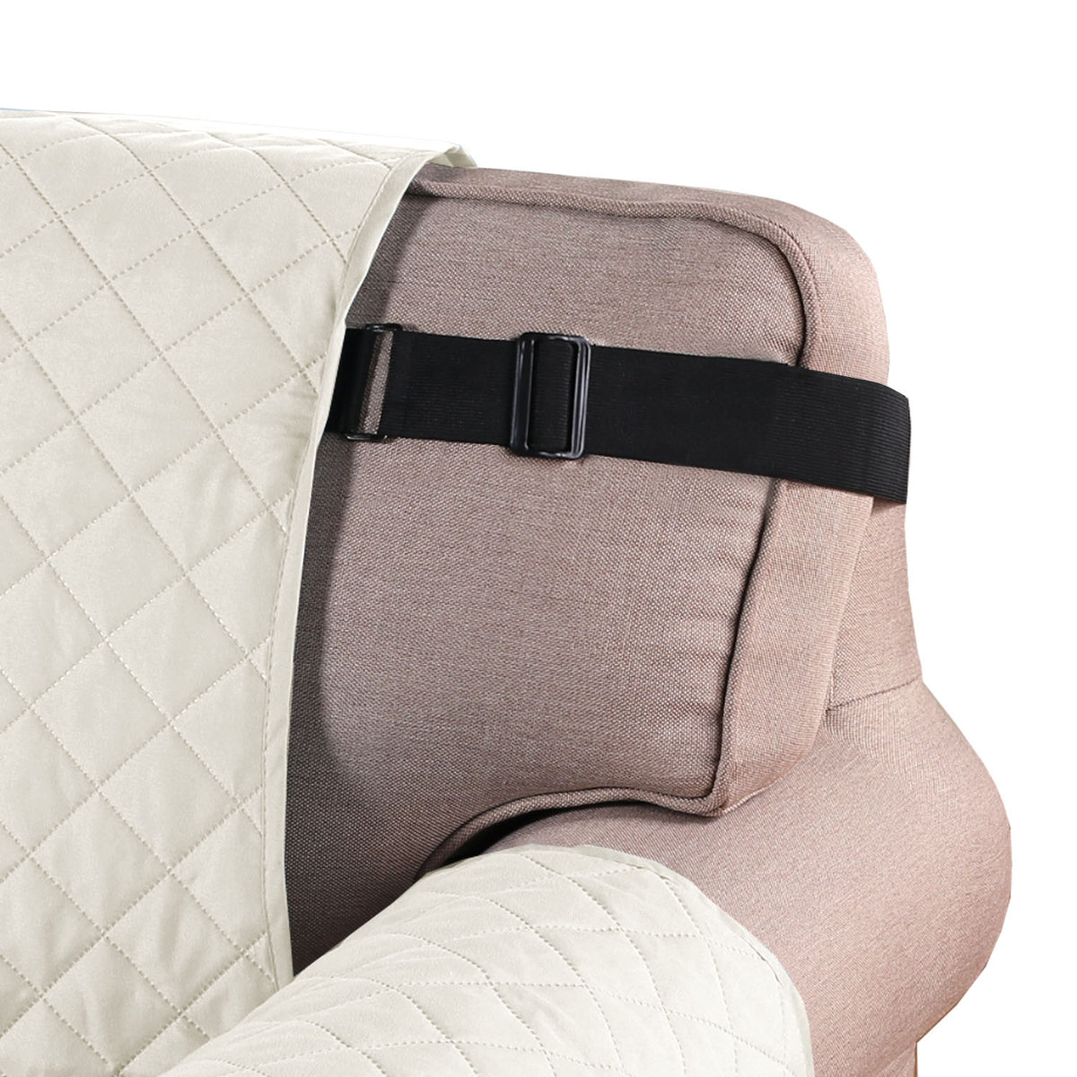 Smarcute 3 Seater Quilted Armless Futon Sofa Bed Cover Couch Cushion Cover