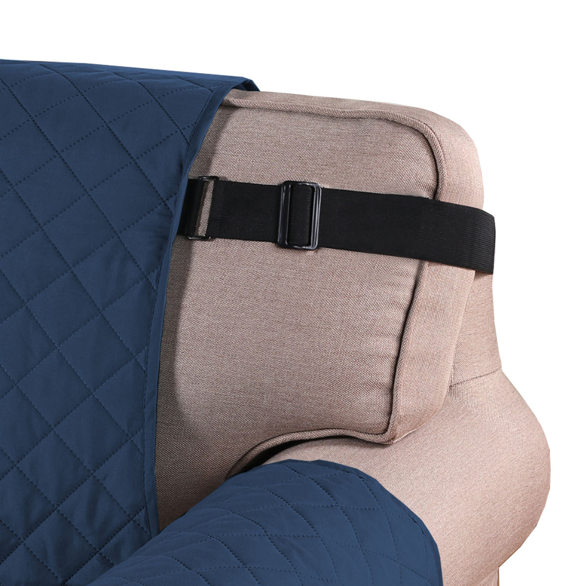Smarcute 3 Seater Quilted Armless Futon Sofa Bed Cover Couch Cushion Cover
