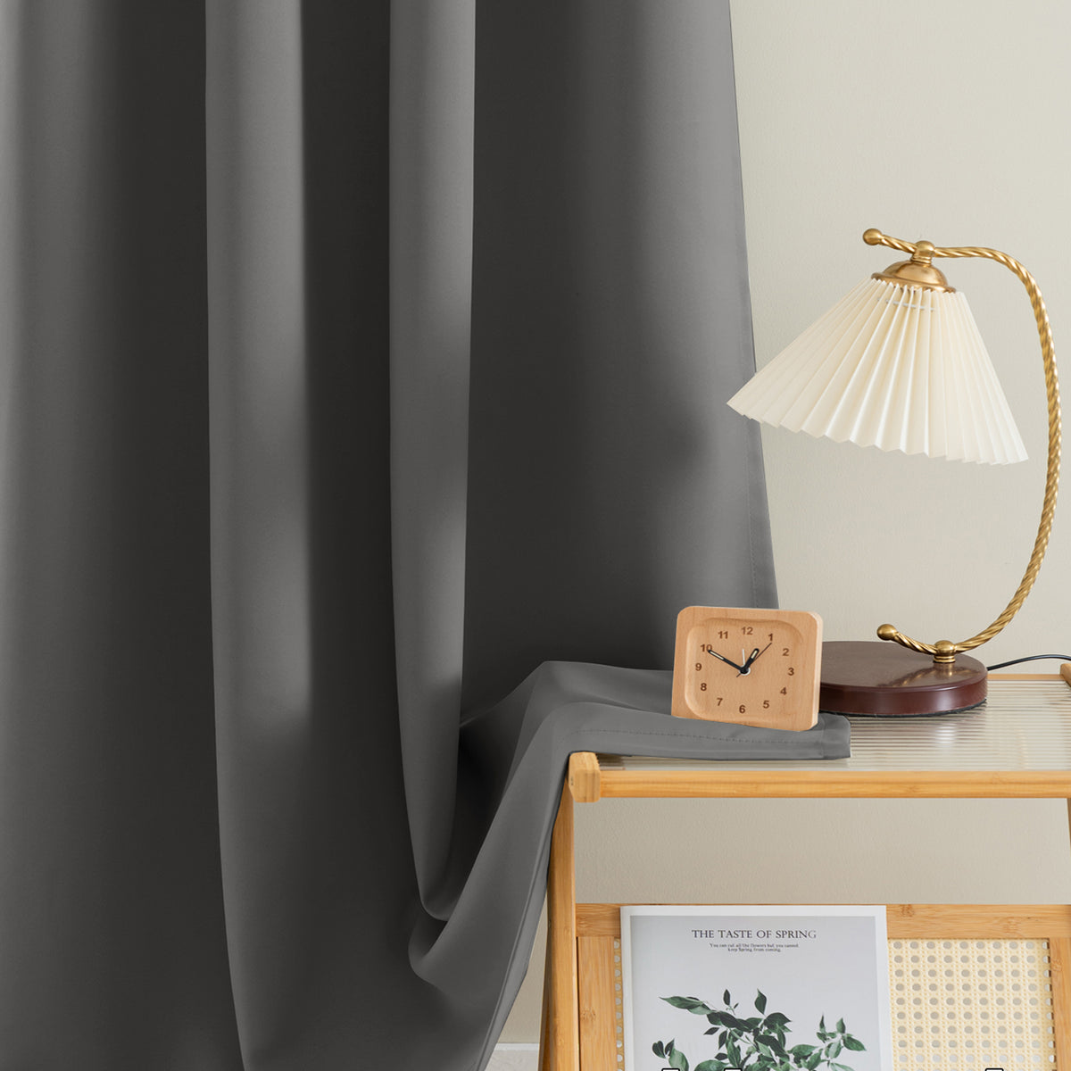 Smarcute Blockout Grommet Solid Curtain - 2X 132x160cm
