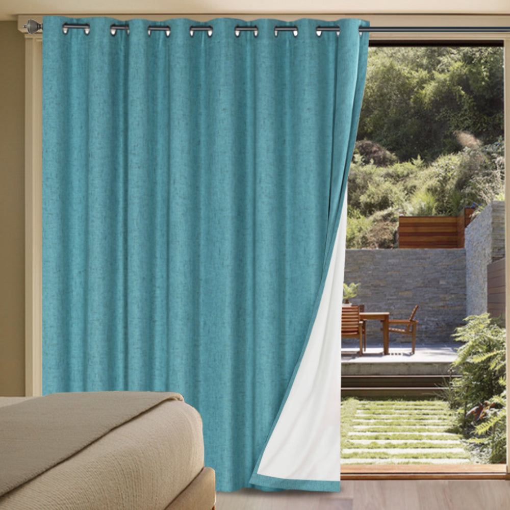 Smarcute Wide Blockout Faux Linen Grommet Curtain - 254x213cm