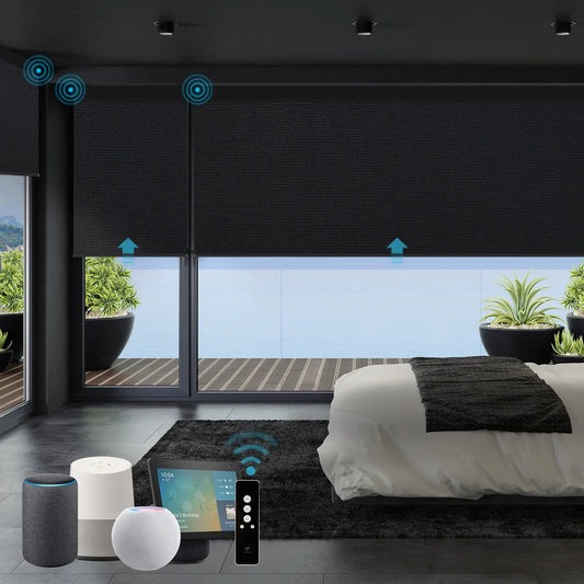 Motorized Roller Shades 100% Blackout Eclipse
