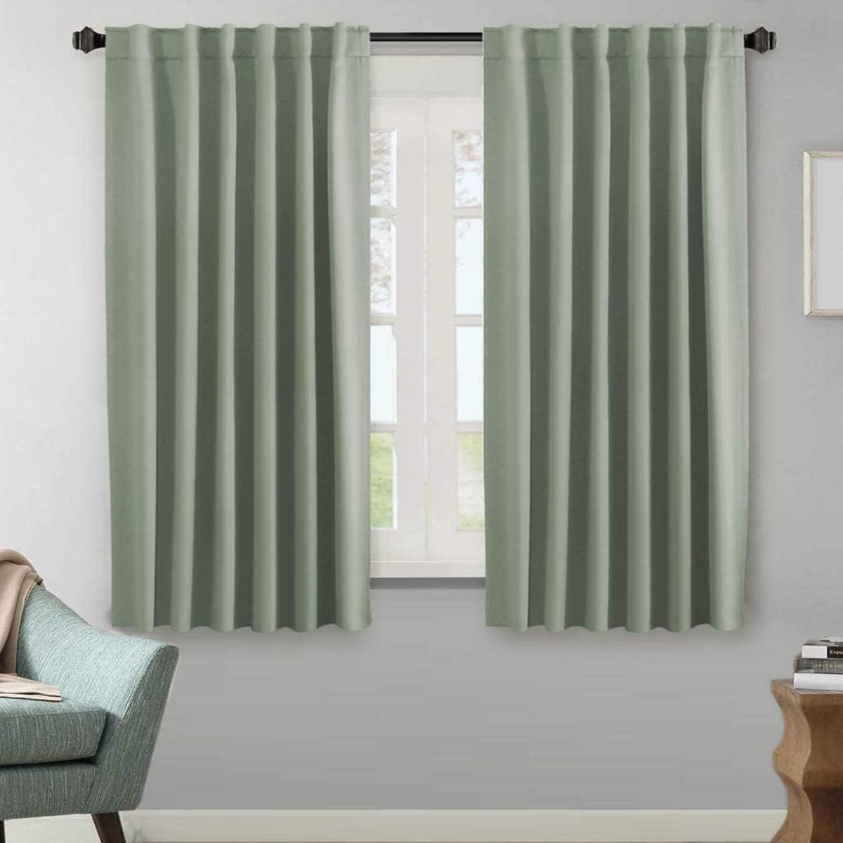 Smarcute Blockout Back Tab Solid Curtain - 2X 132x160cm