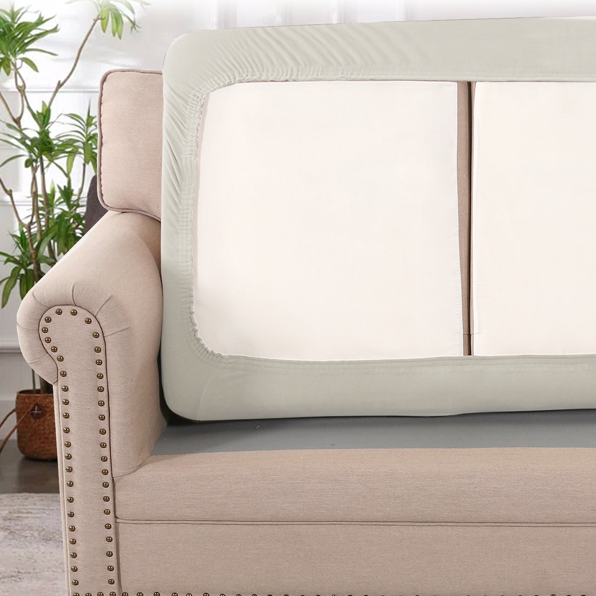 Smarcute 2 Piece Velvet Cushion Seat Covers for L Shape Sectional Sofa