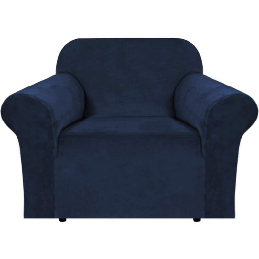 Smarcute 1 Seater Velvet Armchair Sofa Cover Stretch Thick Plush Fabric