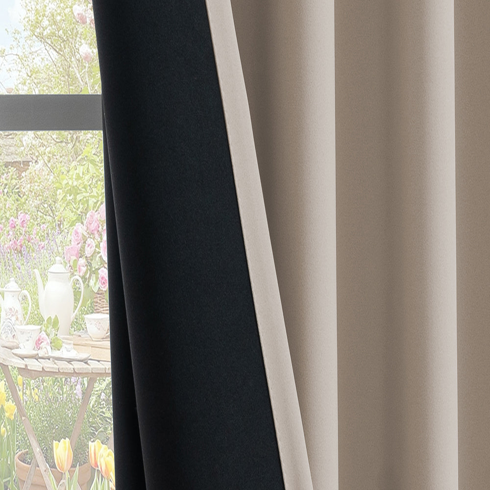 Smarcute Blockout Grommet Curtain with Black Liner Backing - 2X 132x213cm