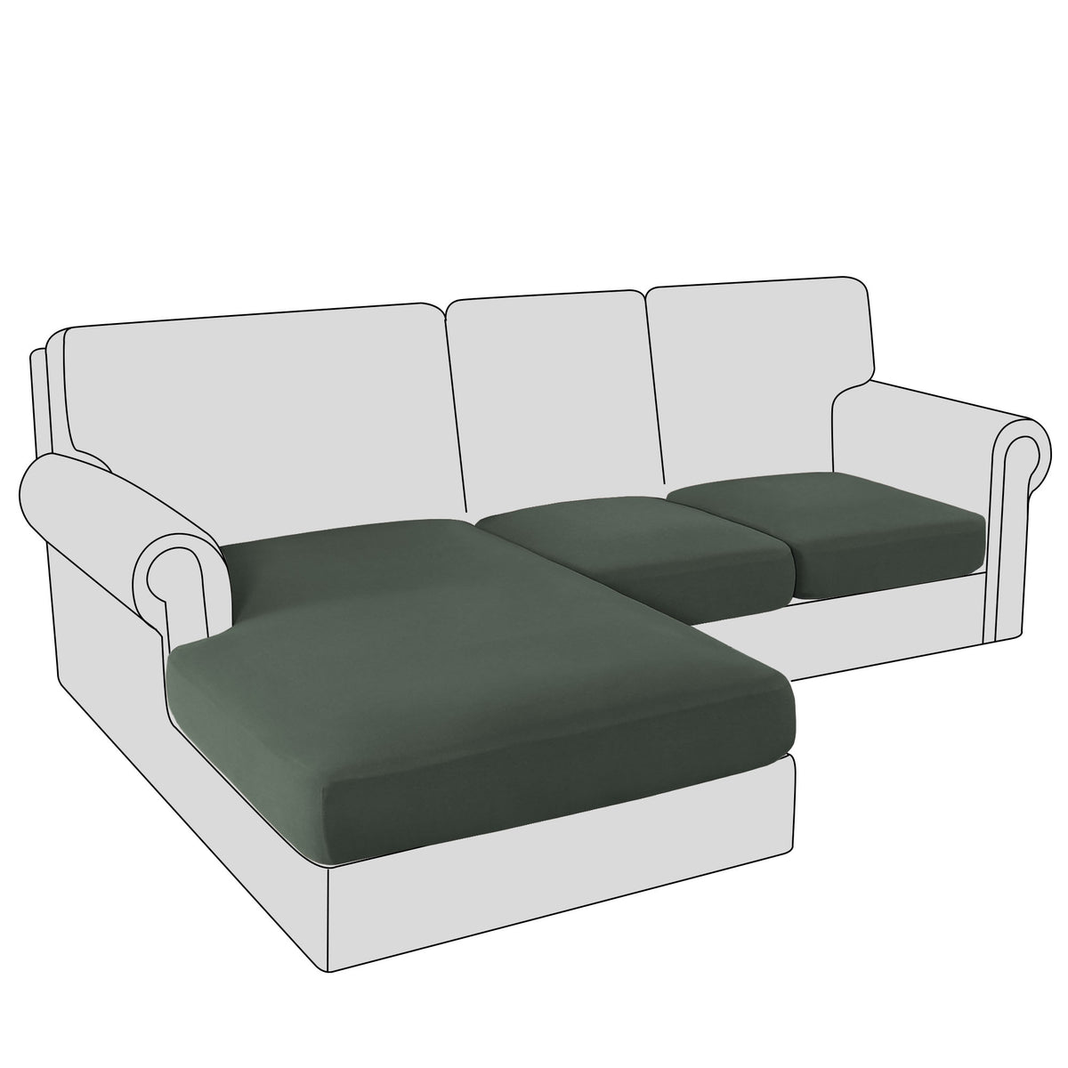 Smarcute 3 Pieces Sectional Sofa Couch L-Shape Lounge Cushion Seat Cover