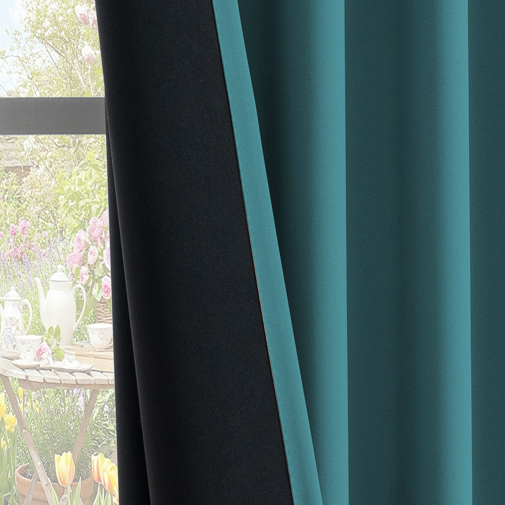 Smarcute Blockout Grommet Curtain with Black Liner Backing - 2X 132x160cm