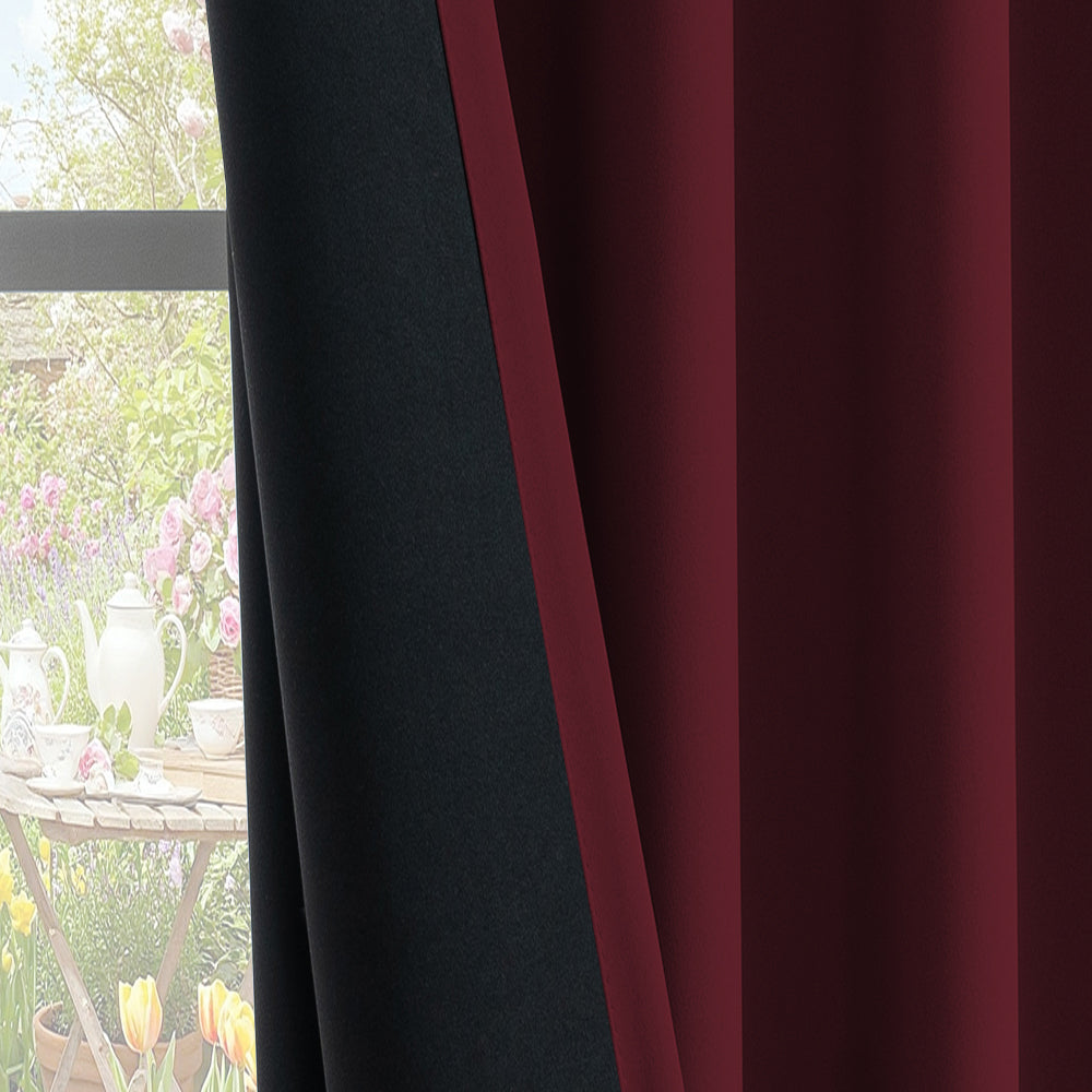 Smarcute Blockout Grommet Curtain with Black Liner Backing - 2X 132x160cm