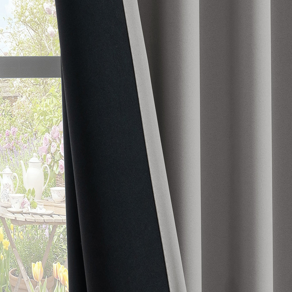 Smarcute Blockout Grommet Curtain with Black Liner Backing - 2X 132x160cm