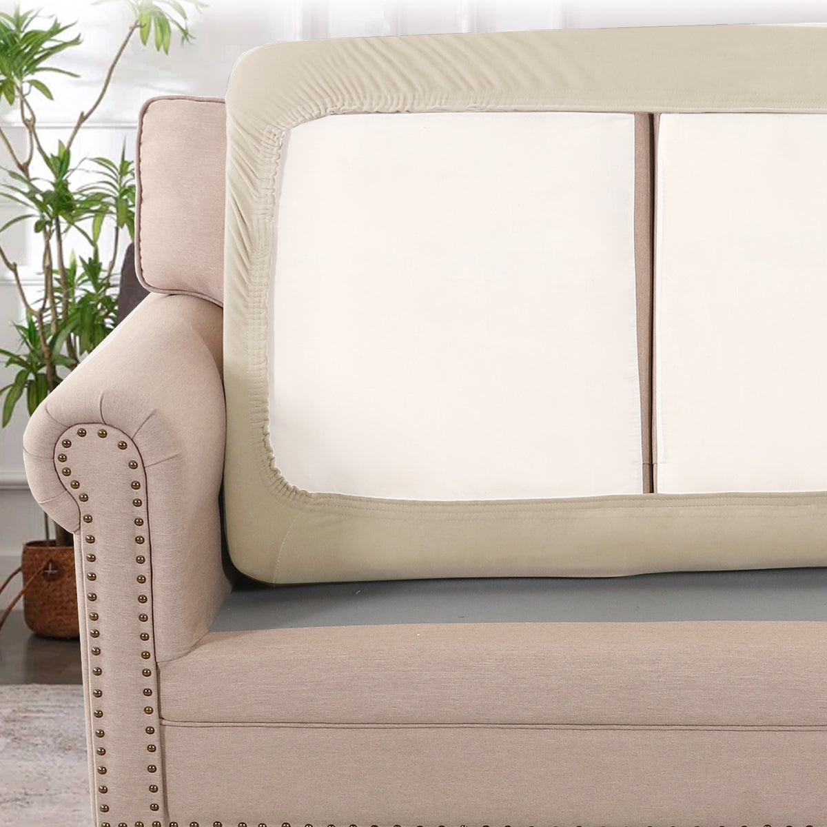 Smarcute 2 Piece Velvet Cushion Seat Covers for L Shape Sectional Sofa