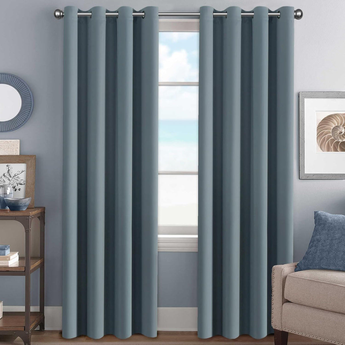 Smarcute Blockout Grommet Solid Curtain - 2X 132x183cm