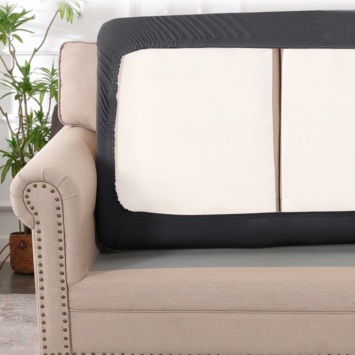 Smarcute 2 Piece Velvet Cushion Seat Covers for L Shape Sectional Sofa