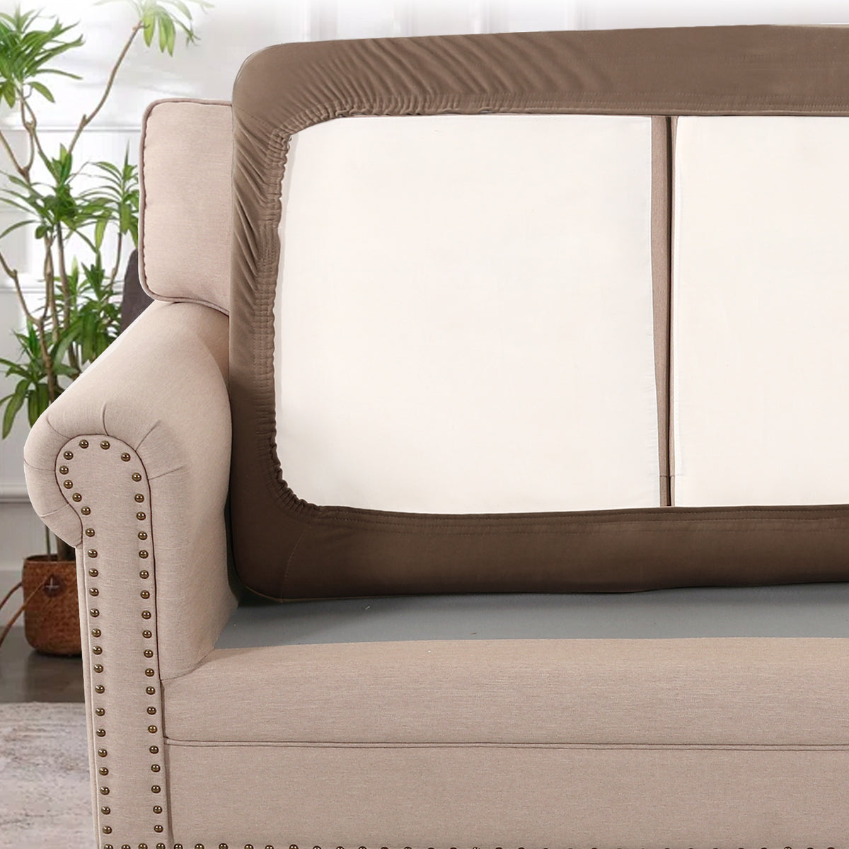 Smarcute 2 Piece Velvet Cushion Seat Covers for L Shape Sectional Sofa