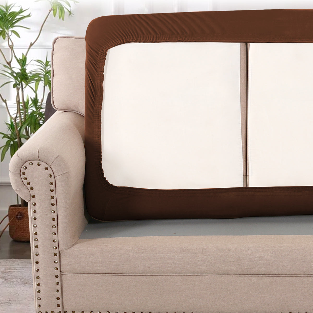Smarcute 2 Piece Velvet Cushion Seat Covers for L Shape Sectional Sofa