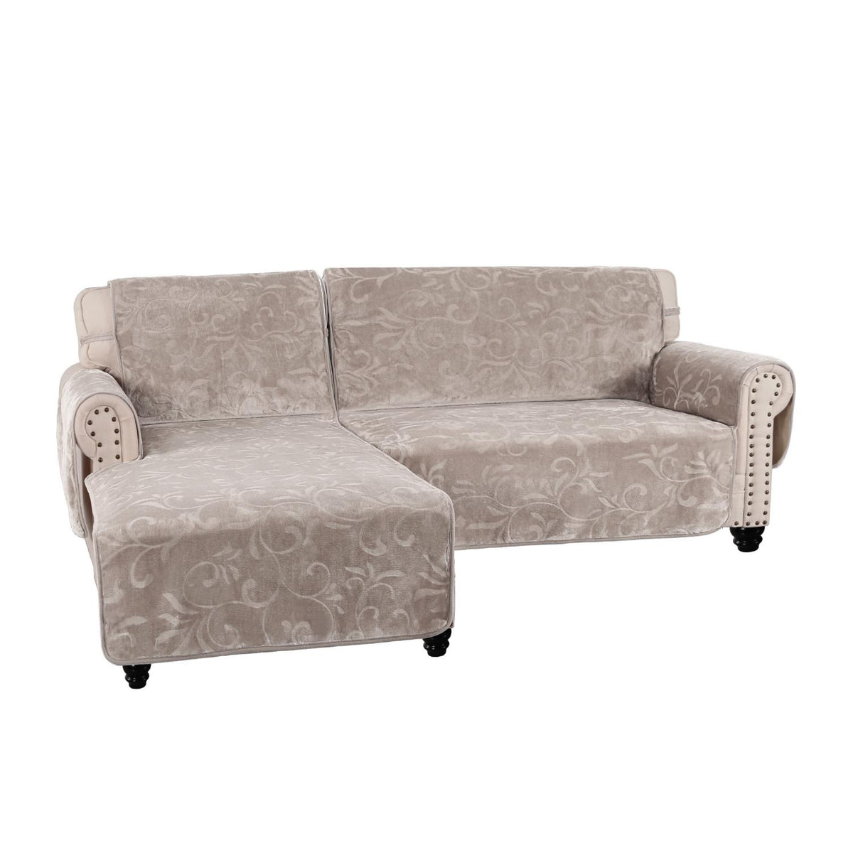 Smarcute Waterproof 2 Pieces Sectional L-shaped Velvet Sofa Lounge Cover