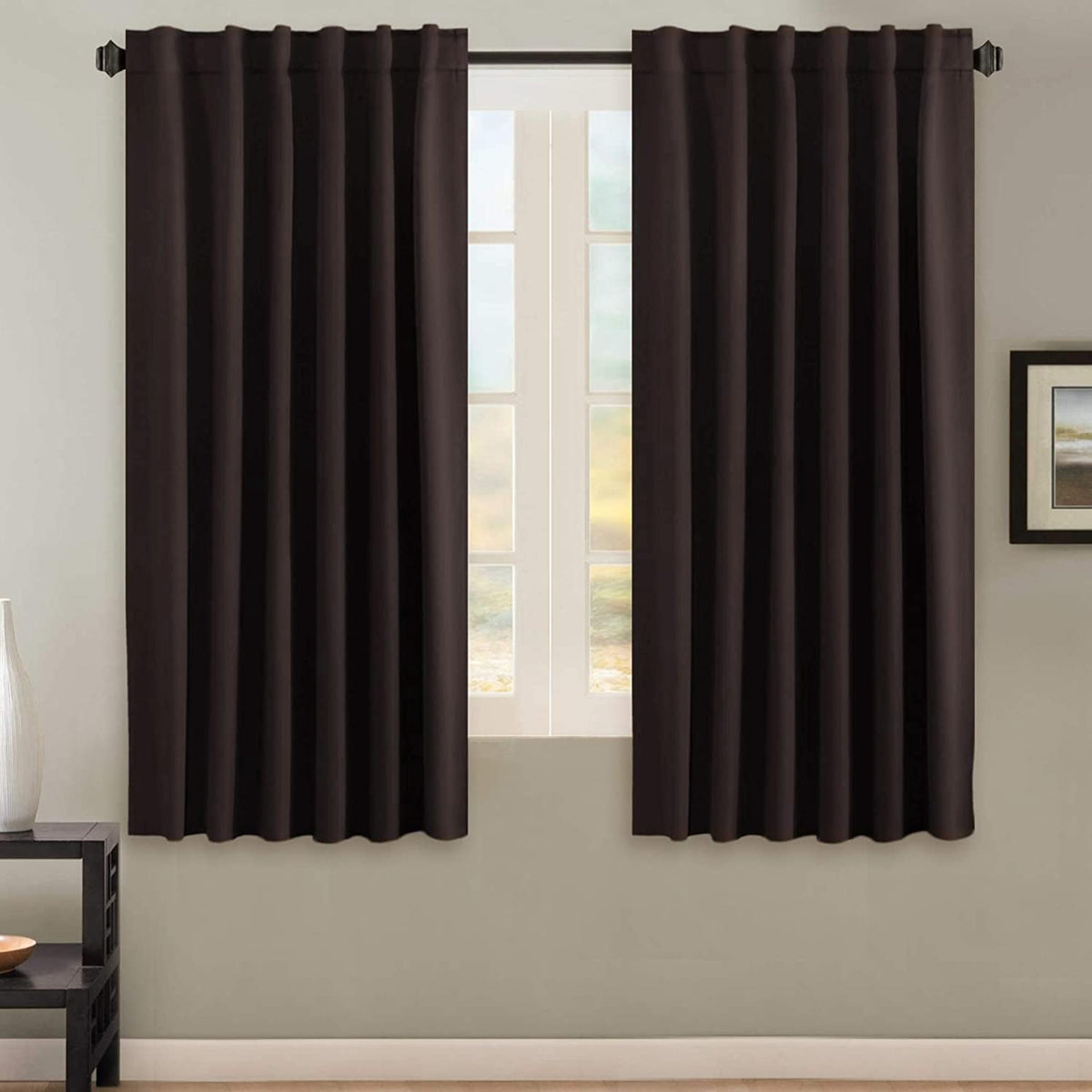 Smarcute Blockout Back Tab Solid Curtain - 2X 132x160cm