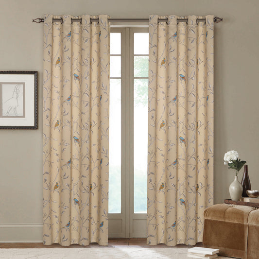 Smarcute Vintage Bird Printed Curtain - 2X 132x213cm