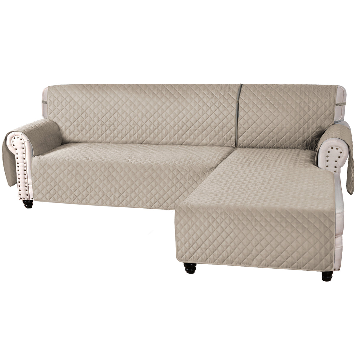 Smarcute 2 Seater and 1 Chaise Lounge L-shaped Reversible Slipcover