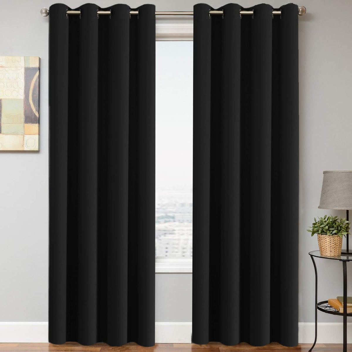 Smarcute Blockout Grommet Solid Curtain - 2X 132x183cm