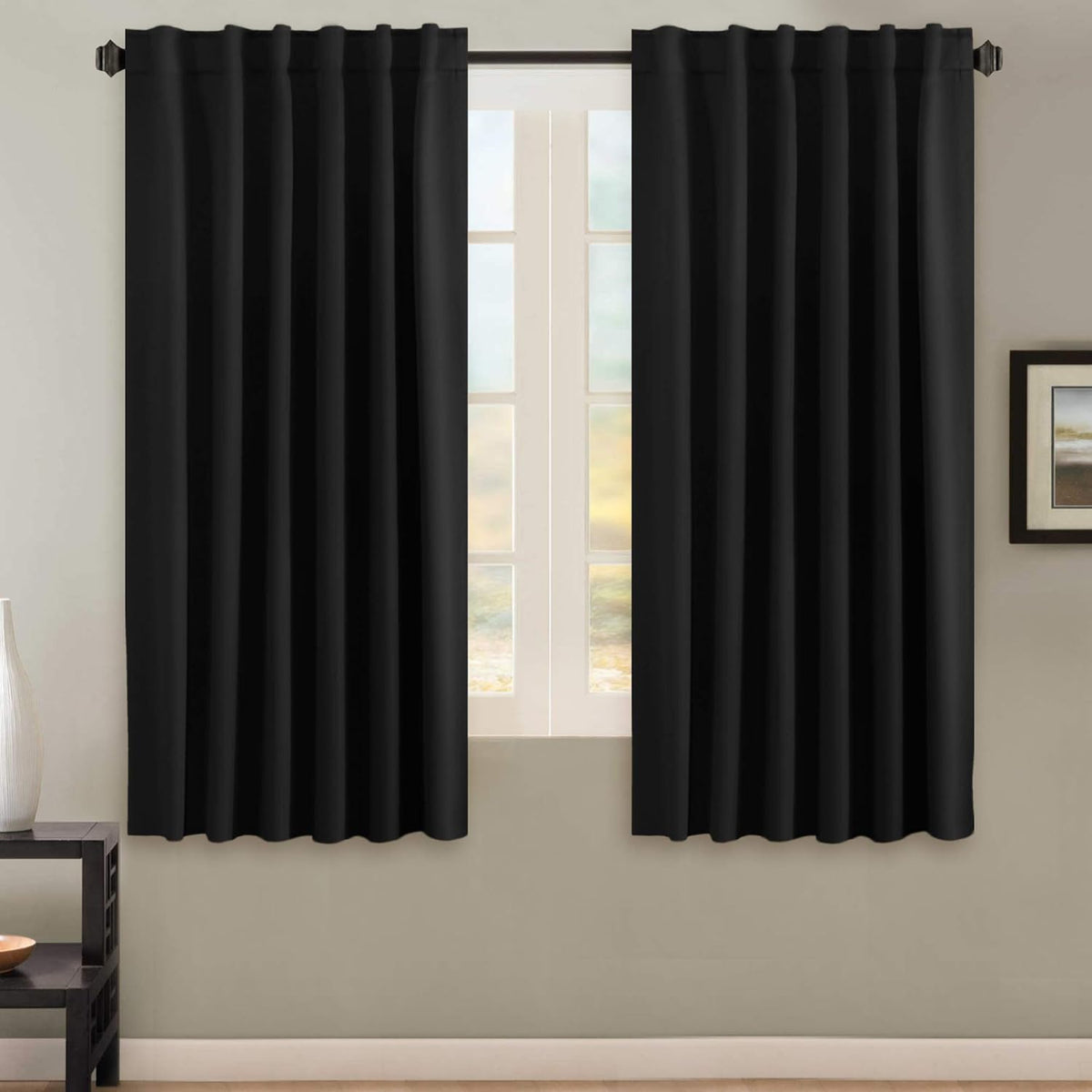 Smarcute Blockout Back Tab Solid Curtain - 2X 132x160cm