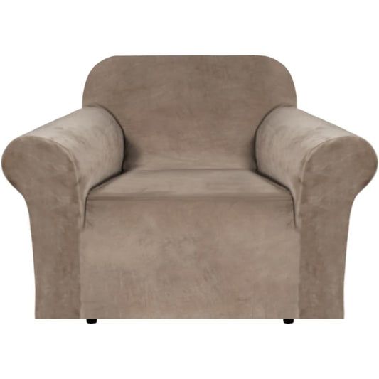 Smarcute 1 Seater Velvet Armchair Sofa Cover Stretch Thick Plush Fabric