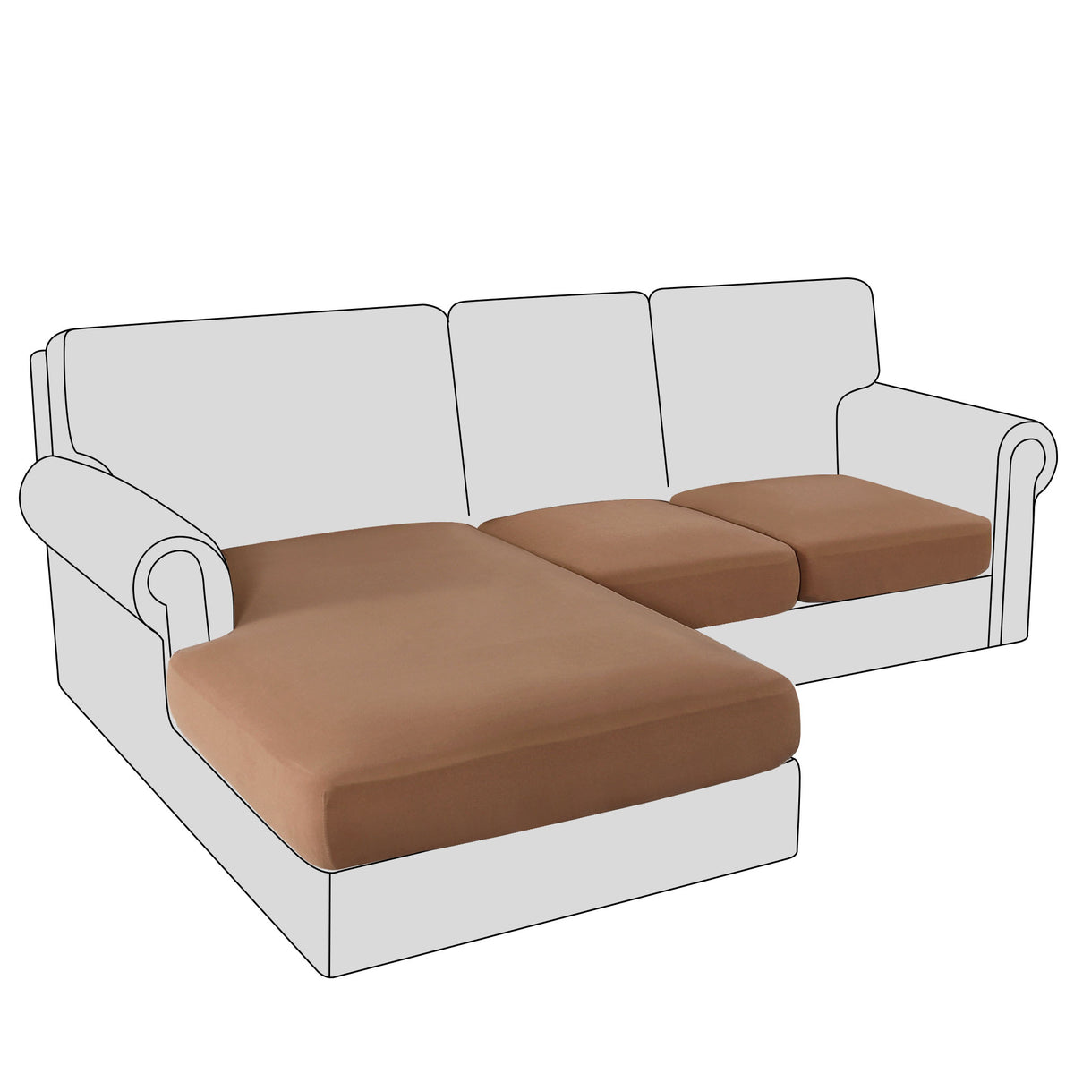 Smarcute 3 Pieces Sectional Sofa Couch L-shape Lounge Cushion Seat Cover