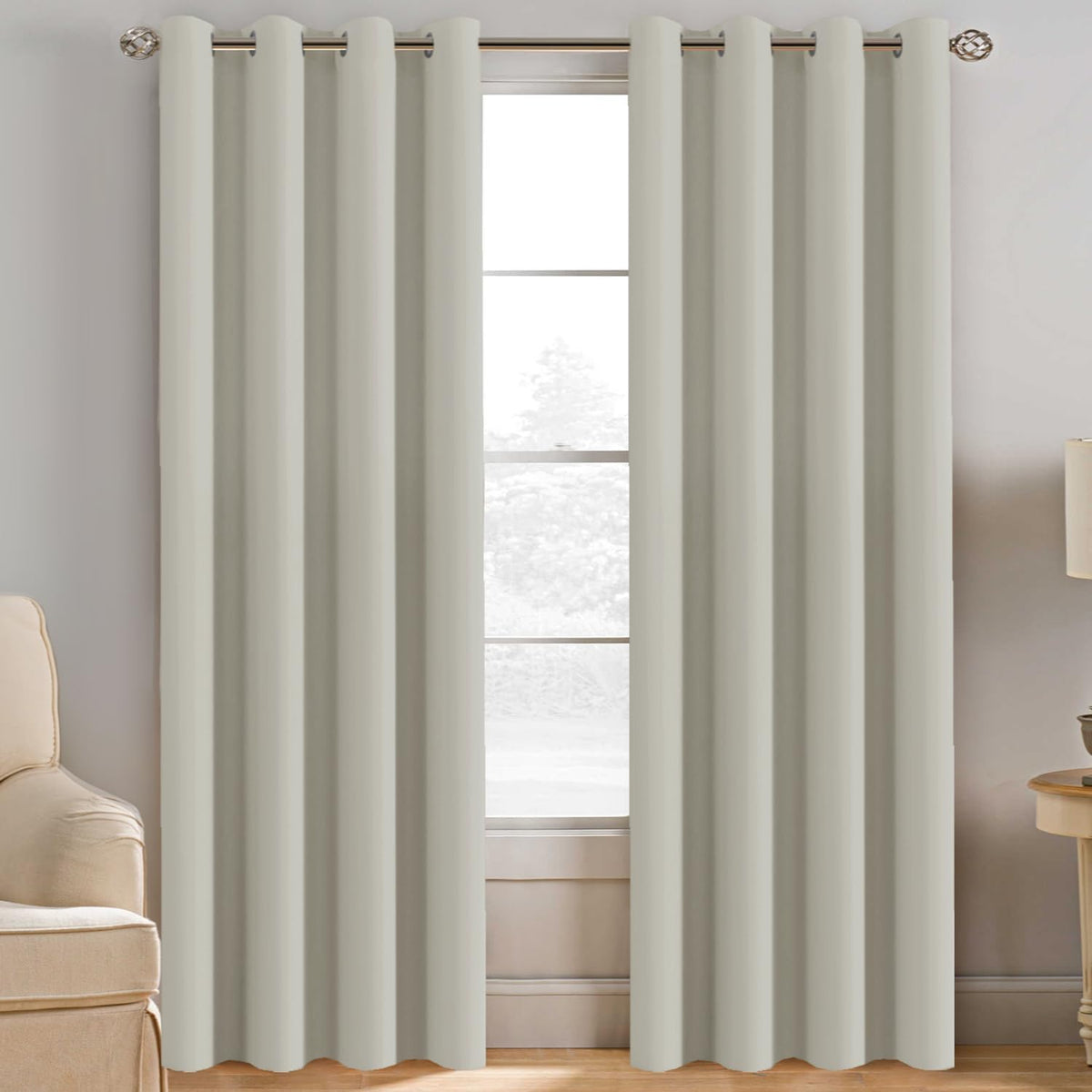 Smarcute Blockout Grommet Solid Curtain - 2X 132x183cm