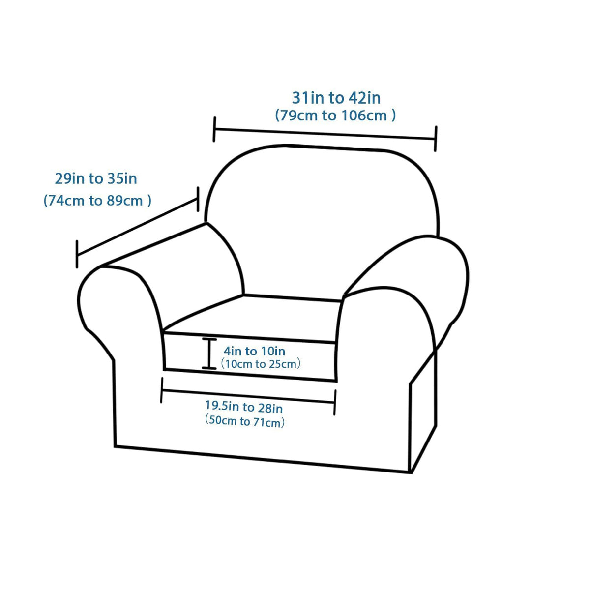 Smarcute 1 Seater 2-Piece Spandex Stretch Anti-Slip Sofa Cover
