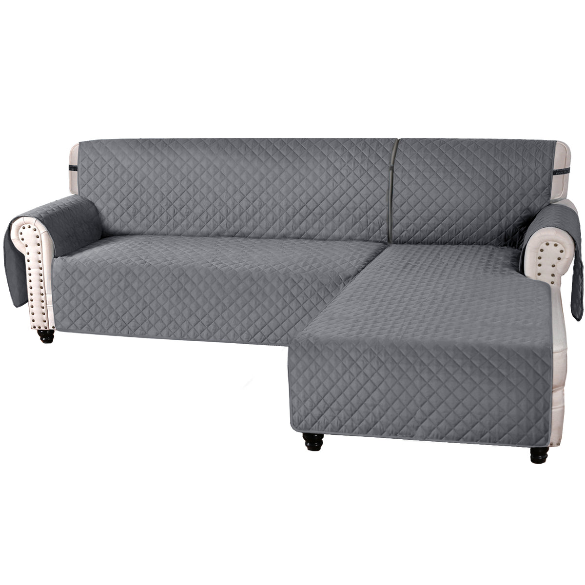 Smarcute 2 Seater and 1 Chaise Lounge L-shaped Reversible Slipcover
