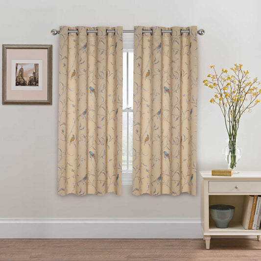 Smarcute Vintage Bird Printed Curtain - 2X 132x160cm