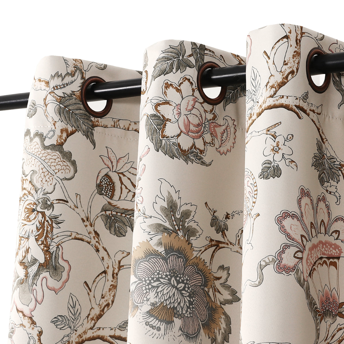 Smarcute Blockout Classic Floral Grommet Curtain - 2X 132x213cm