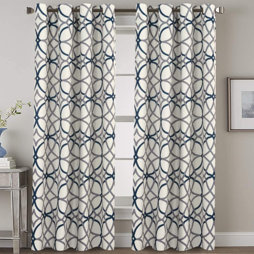 Smarcute Blockout Geo Printed Grommet Curtain - 2X 132x243cm