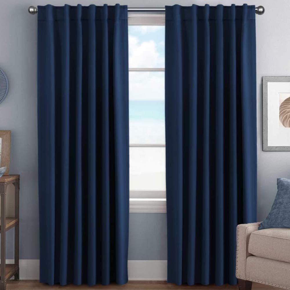 Smarcute Blockout Back Tab Solid Curtain - 2X 132x213cm