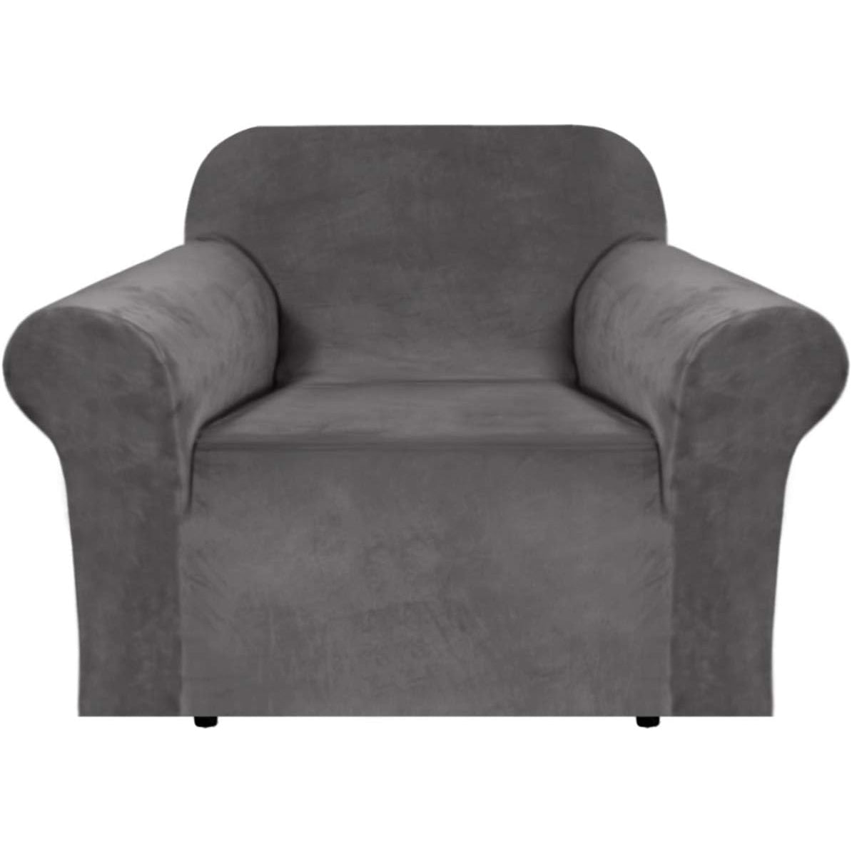 Smarcute 1 Seater Velvet Armchair Sofa Cover Stretch Thick Plush Fabric